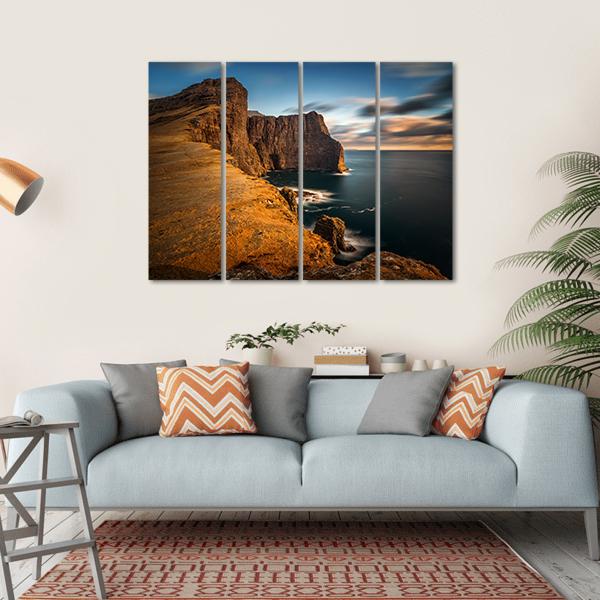 High Cliffs Of Vagar Island Canvas Wall Art-4 Horizontal-Gallery Wrap-34" x 24"-Tiaracle