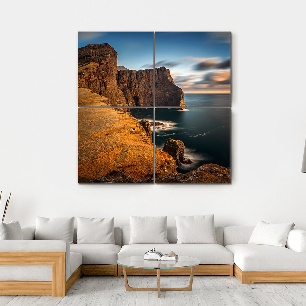 High Cliffs Of Vagar Island Canvas Wall Art-4 Square-Gallery Wrap-17" x 17"-Tiaracle
