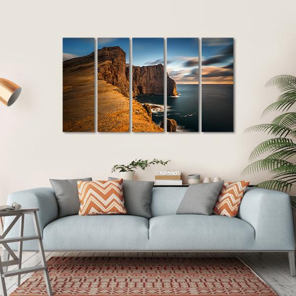 High Cliffs Of Vagar Island Canvas Wall Art-5 Horizontal-Gallery Wrap-22" x 12"-Tiaracle