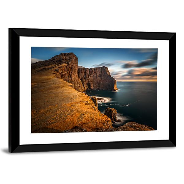 High Cliffs Of Vagar Island Canvas Wall Art-3 Horizontal-Gallery Wrap-25" x 16"-Tiaracle