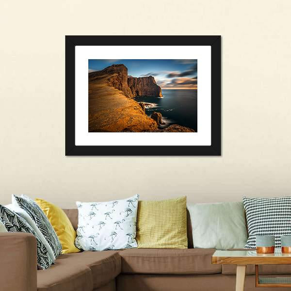 High Cliffs Of Vagar Island Canvas Wall Art-3 Horizontal-Gallery Wrap-25" x 16"-Tiaracle