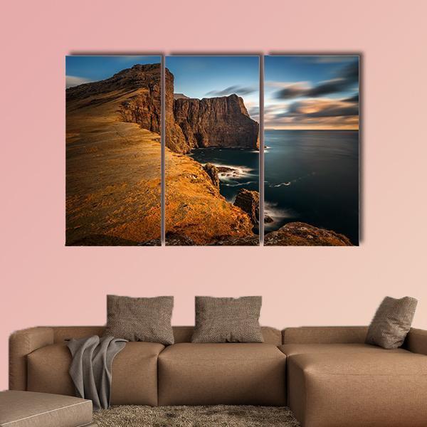 High Cliffs Of Vagar Island Canvas Wall Art-3 Horizontal-Gallery Wrap-37" x 24"-Tiaracle