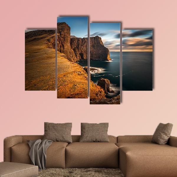 High Cliffs Of Vagar Island Canvas Wall Art-4 Pop-Gallery Wrap-50" x 32"-Tiaracle