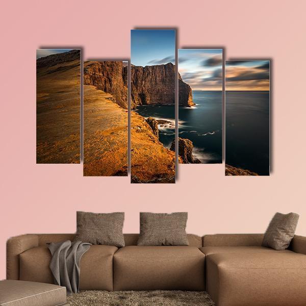 High Cliffs Of Vagar Island Canvas Wall Art-5 Pop-Gallery Wrap-47" x 32"-Tiaracle