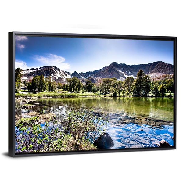 High Mountain Lake Canvas Wall Art-3 Horizontal-Gallery Wrap-25" x 16"-Tiaracle