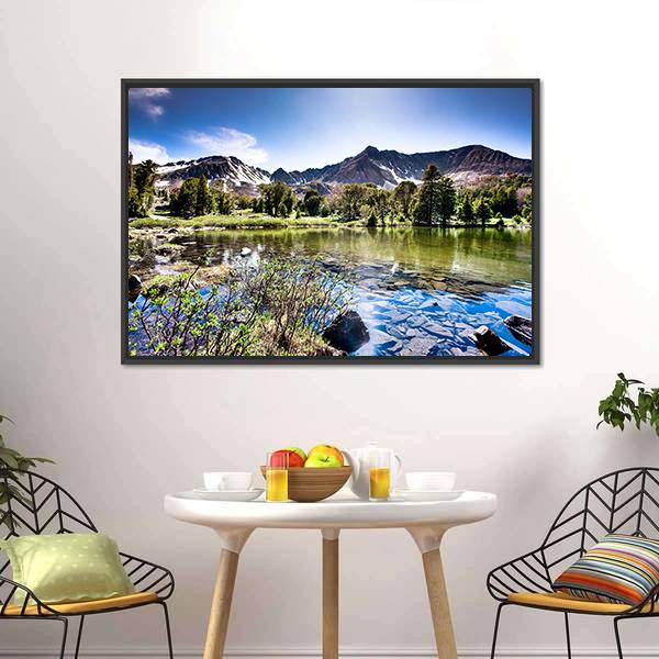 High Mountain Lake Canvas Wall Art-3 Horizontal-Gallery Wrap-25" x 16"-Tiaracle