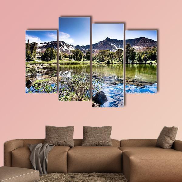 High Mountain Lake Canvas Wall Art-4 Pop-Gallery Wrap-50" x 32"-Tiaracle
