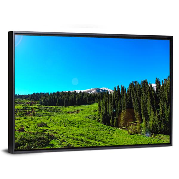 High Mountains & Green Meadows Canvas Wall Art-3 Horizontal-Gallery Wrap-25" x 16"-Tiaracle