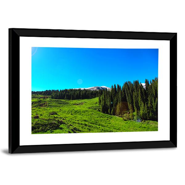 High Mountains & Green Meadows Canvas Wall Art-3 Horizontal-Gallery Wrap-25" x 16"-Tiaracle