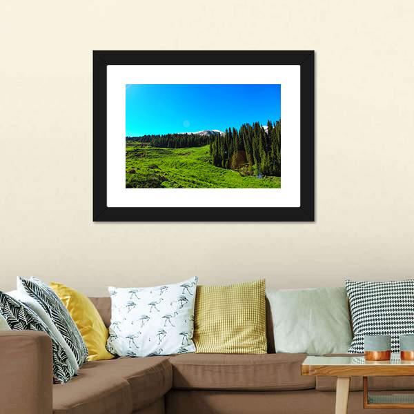 High Mountains & Green Meadows Canvas Wall Art-3 Horizontal-Gallery Wrap-25" x 16"-Tiaracle