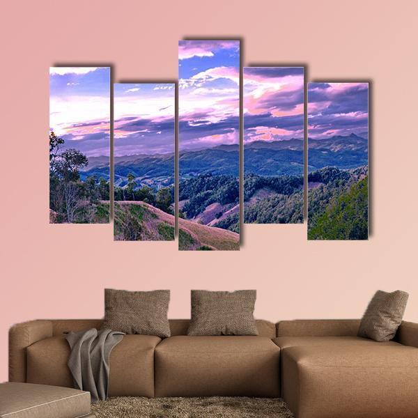High Mountains In Thailand Canvas Wall Art-5 Pop-Gallery Wrap-47" x 32"-Tiaracle