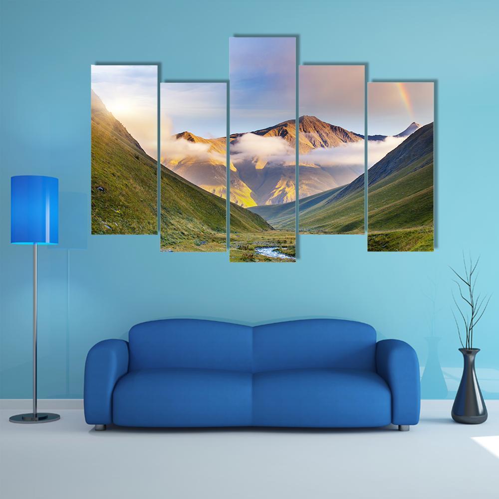 High Mountains Of Georgia Canvas Wall Art-5 Pop-Gallery Wrap-47" x 32"-Tiaracle