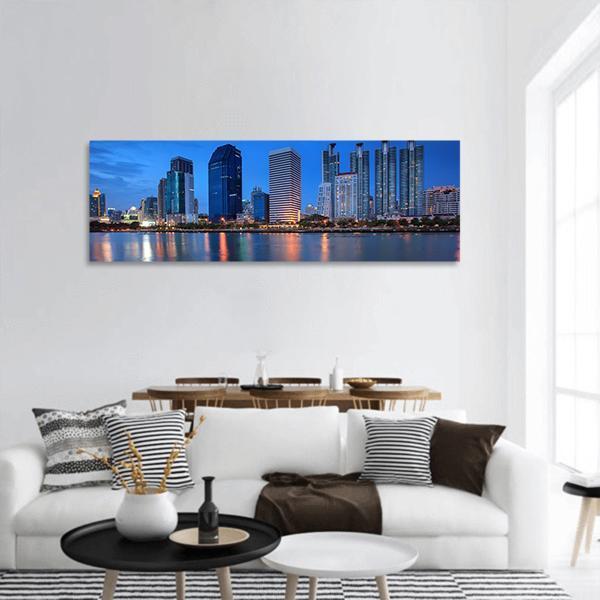 Buildings In Bangkok Downtown Panoramic Canvas Wall Art-1 Piece-36" x 12"-Tiaracle