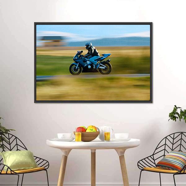 High Speed Motorbike Canvas Wall Art-5 Horizontal-Gallery Wrap-22" x 12"-Tiaracle