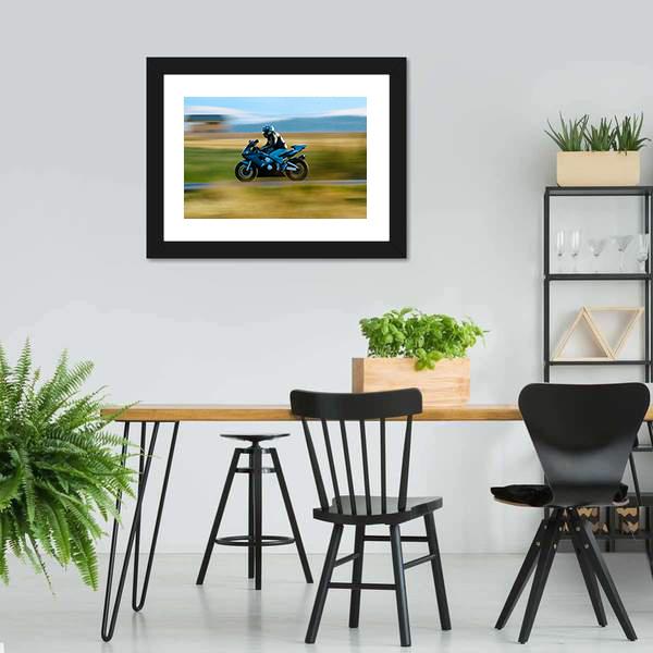 High Speed Motorbike Canvas Wall Art-5 Horizontal-Gallery Wrap-22" x 12"-Tiaracle