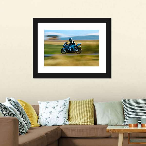 High Speed Motorbike Canvas Wall Art-5 Horizontal-Gallery Wrap-22" x 12"-Tiaracle