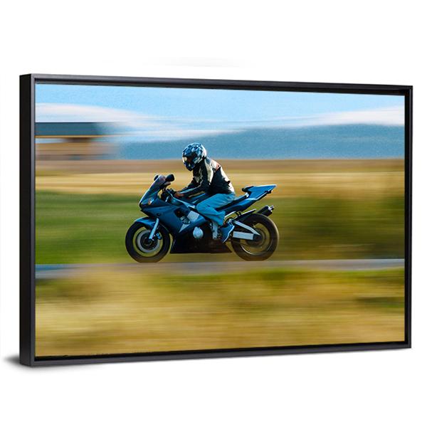 High Speed Motorbike Canvas Wall Art-5 Horizontal-Gallery Wrap-22" x 12"-Tiaracle