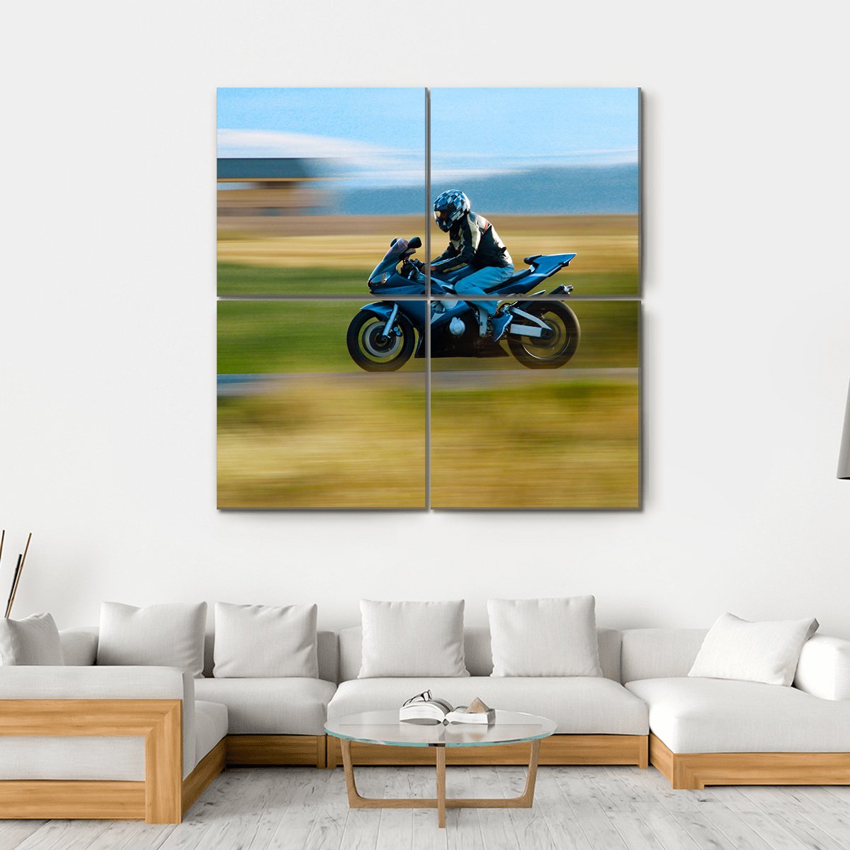 High Speed Motorbike Canvas Wall Art-4 Square-Gallery Wrap-17" x 17"-Tiaracle