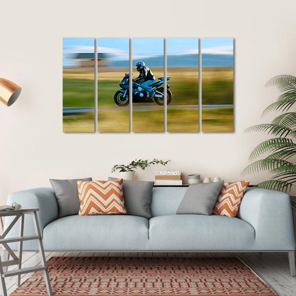 High Speed Motorbike Canvas Wall Art-5 Horizontal-Gallery Wrap-22" x 12"-Tiaracle