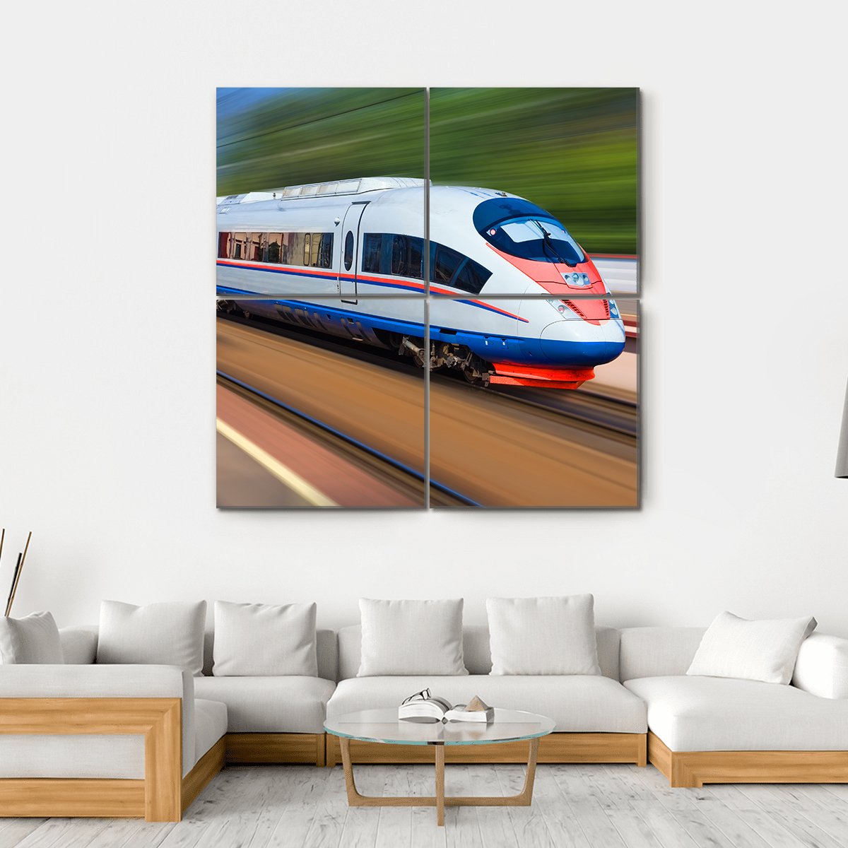 High Speed Train Canvas Wall Art-4 Square-Gallery Wrap-17" x 17"-Tiaracle