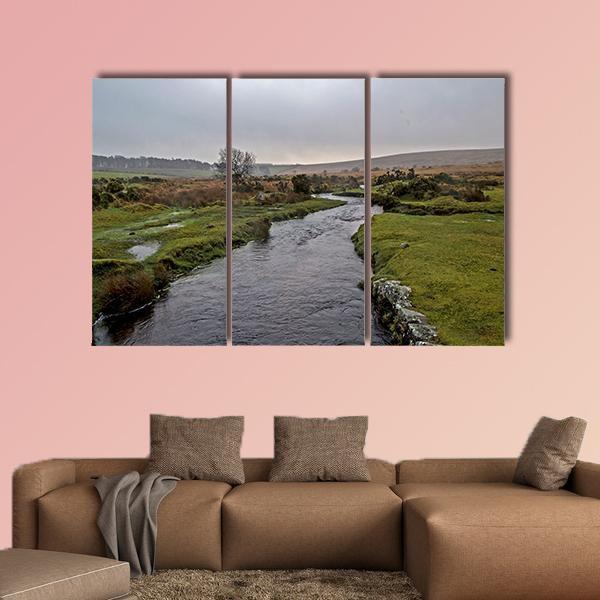 Stream River On Dartmoor Canvas Wall Art-3 Horizontal-Gallery Wrap-37" x 24"-Tiaracle