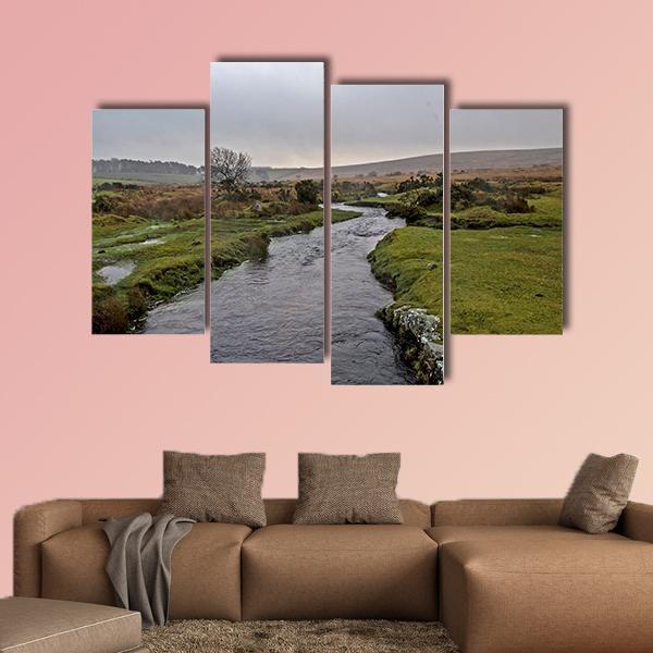 Stream River On Dartmoor Canvas Wall Art-4 Pop-Gallery Wrap-50" x 32"-Tiaracle
