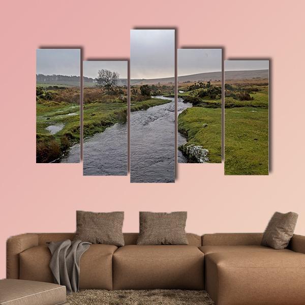 Stream River On Dartmoor Canvas Wall Art-5 Pop-Gallery Wrap-47" x 32"-Tiaracle