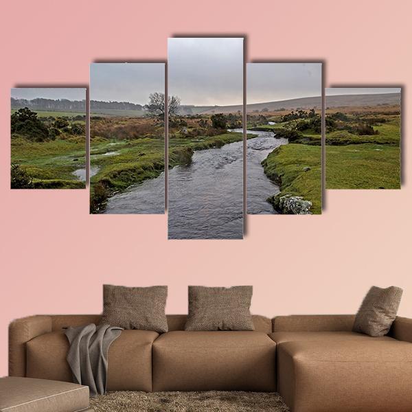 Stream River On Dartmoor Canvas Wall Art-5 Star-Gallery Wrap-62" x 32"-Tiaracle