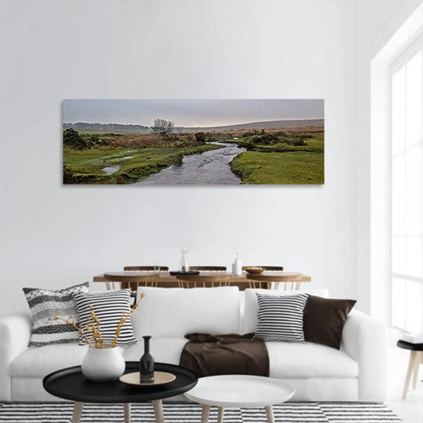 Stream River On Dartmoor Panoramic Canvas Wall Art-1 Piece-36" x 12"-Tiaracle