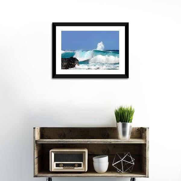 High Waves On Island Hawaii Canvas Wall Art-1 Piece-Framed Print-20" x 16"-Tiaracle