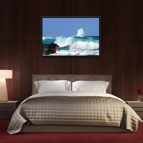 High Waves On Island Hawaii Canvas Wall Art-3 Horizontal-Gallery Wrap-25" x 16"-Tiaracle