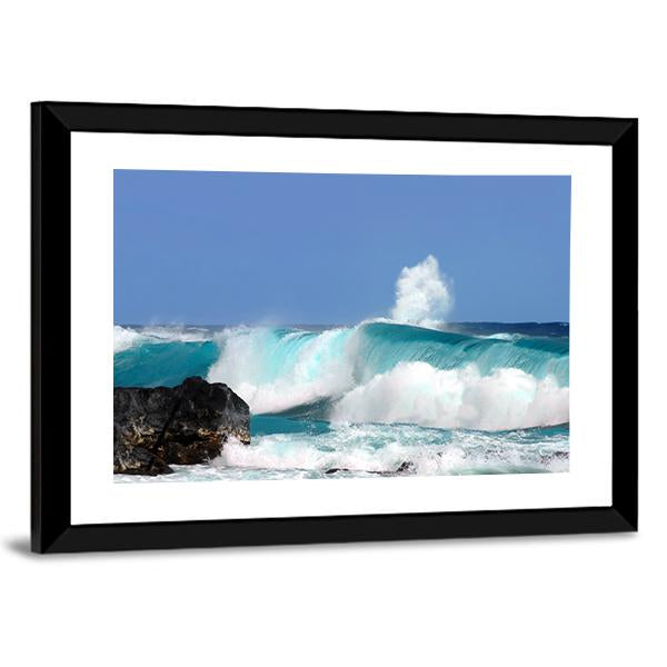 High Waves On Island Hawaii Canvas Wall Art-3 Horizontal-Gallery Wrap-25" x 16"-Tiaracle