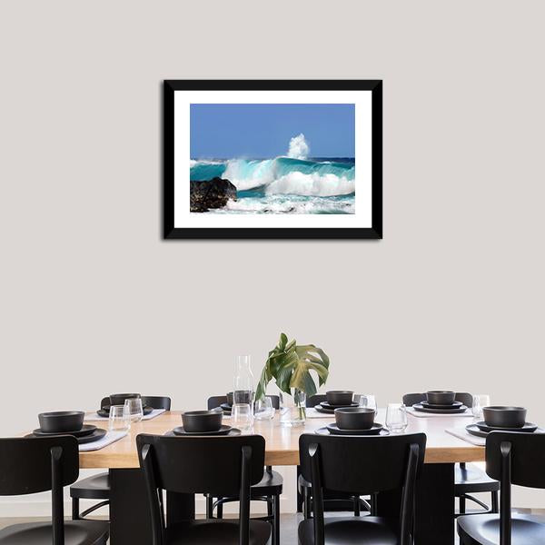 High Waves On Island Hawaii Canvas Wall Art-3 Horizontal-Gallery Wrap-25" x 16"-Tiaracle