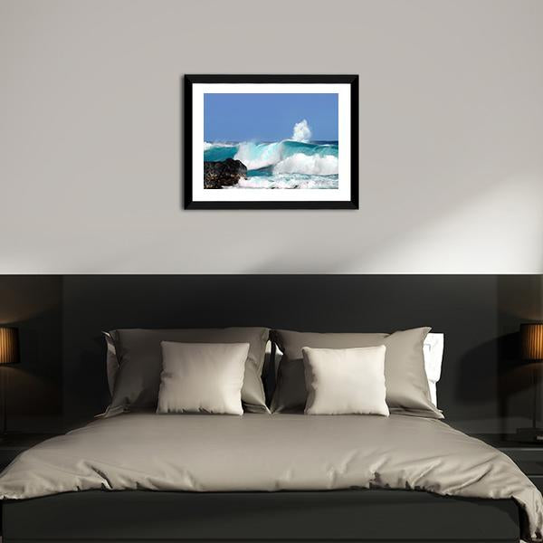 High Waves On Island Hawaii Canvas Wall Art-3 Horizontal-Gallery Wrap-25" x 16"-Tiaracle
