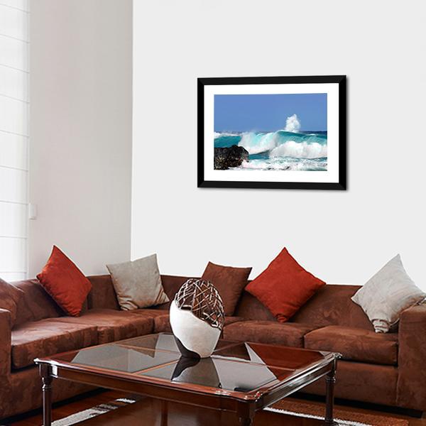 High Waves On Island Hawaii Panoramic Canvas Wall Art-1 Piece-36" x 12"-Tiaracle