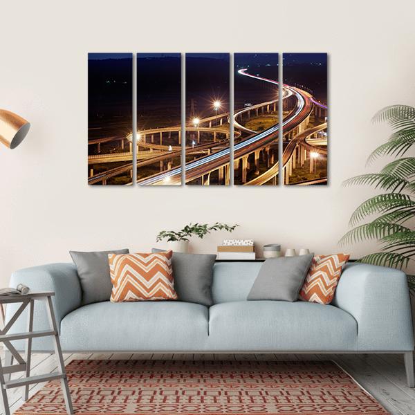 Highway At Night Taiwan Canvas Wall Art-5 Horizontal-Gallery Wrap-22" x 12"-Tiaracle