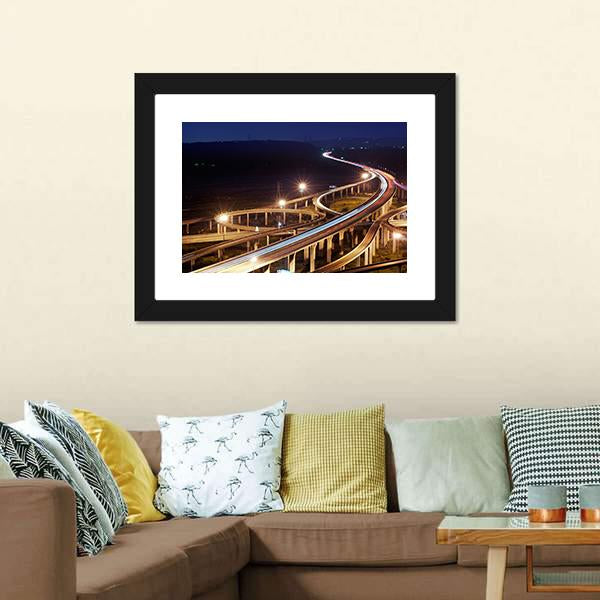 Highway At Night Taiwan Canvas Wall Art-3 Horizontal-Gallery Wrap-25" x 16"-Tiaracle