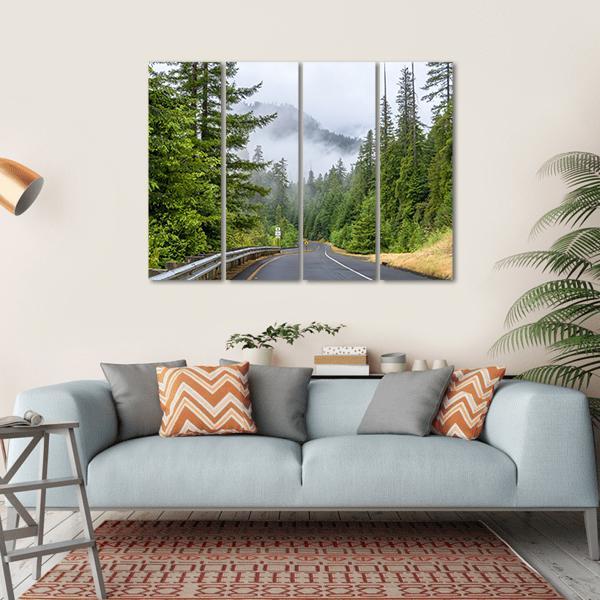 Highway In Redwood Forest Canvas Wall Art-4 Horizontal-Gallery Wrap-34" x 24"-Tiaracle