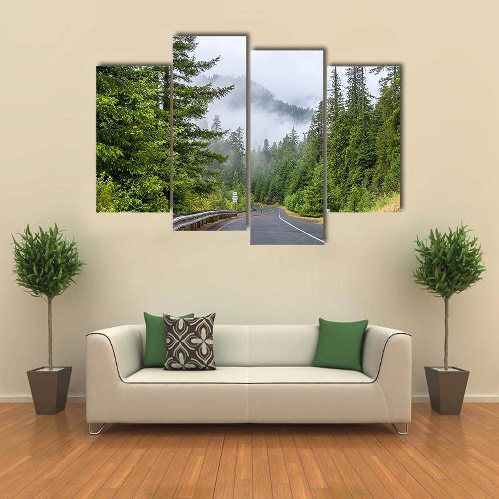 Highway In Redwood Forest Canvas Wall Art-4 Pop-Gallery Wrap-34&quot; x 20&quot;-Tiaracle