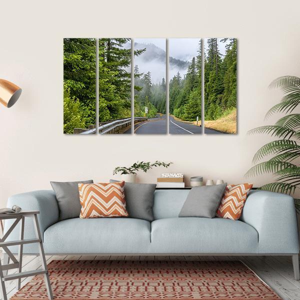 Highway In Redwood Forest Canvas Wall Art-5 Horizontal-Gallery Wrap-22" x 12"-Tiaracle