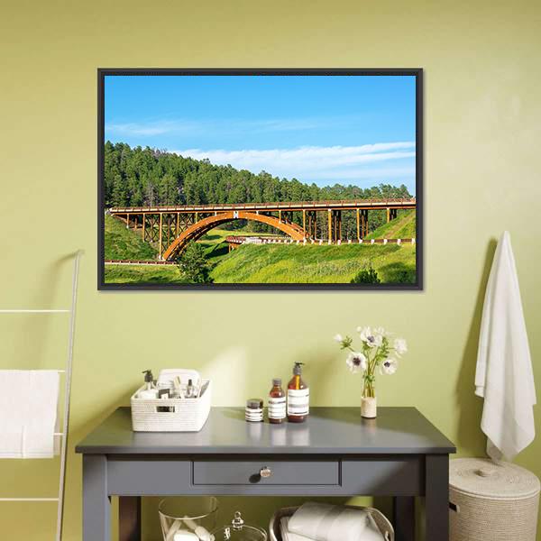 Highway Overpass In Black Hills Canvas Wall Art-1 Piece-Floating Frame-24" x 16"-Tiaracle