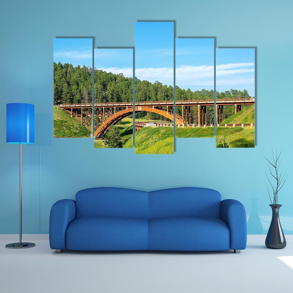 Highway Overpass In Black Hills Canvas Wall Art-5 Pop-Gallery Wrap-47" x 32"-Tiaracle