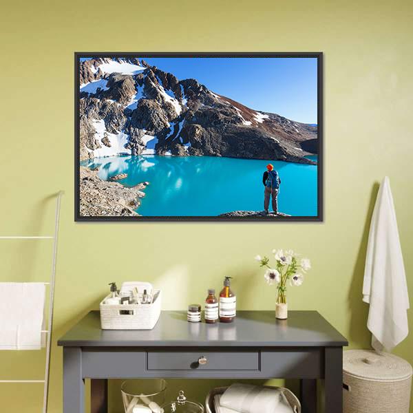 Hike In Patagonia Canvas Wall Art-1 Piece-Floating Frame-24" x 16"-Tiaracle