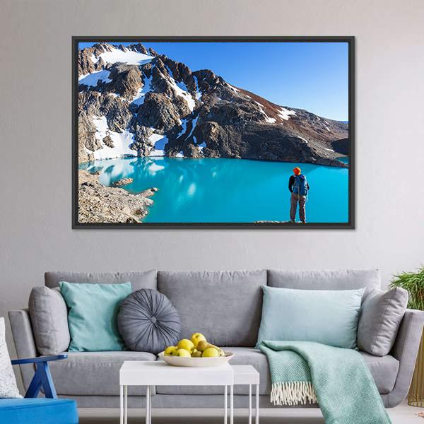 Hike In Patagonia Canvas Wall Art-3 Horizontal-Gallery Wrap-25" x 16"-Tiaracle