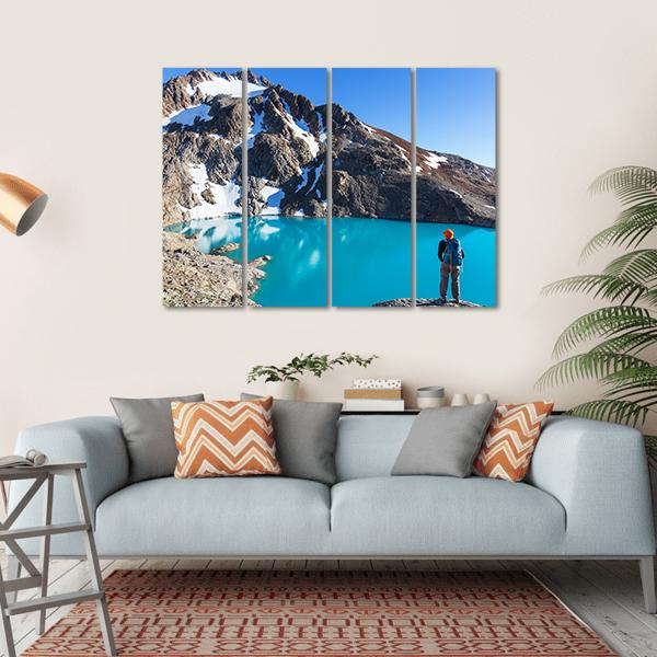 Hike In Patagonia Canvas Wall Art-4 Horizontal-Gallery Wrap-34" x 24"-Tiaracle