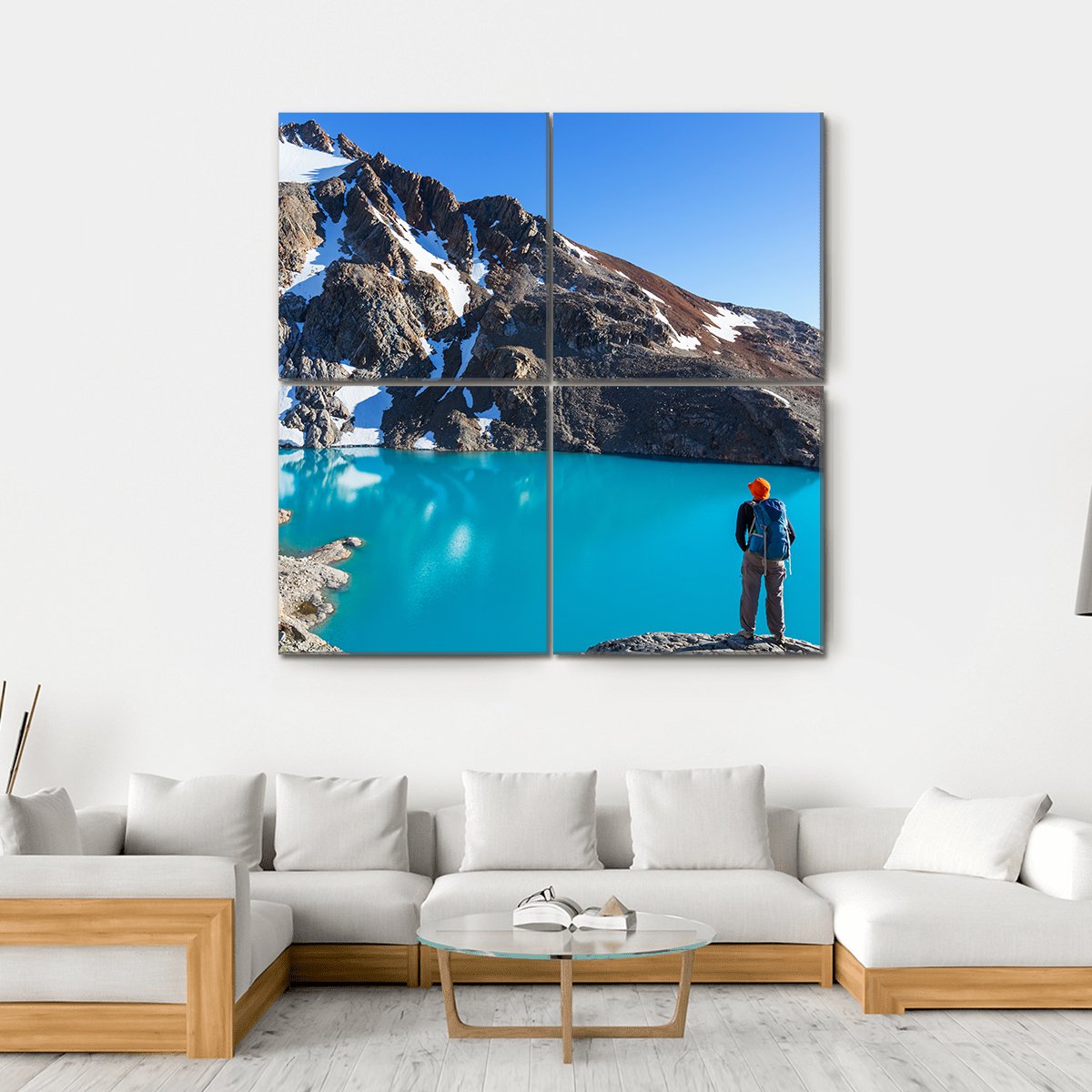 Hike In Patagonia Canvas Wall Art-4 Square-Gallery Wrap-17" x 17"-Tiaracle