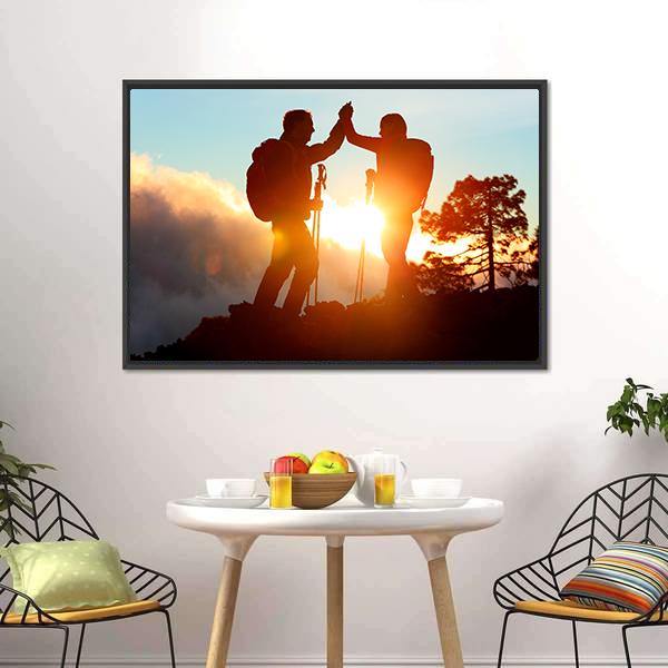 Hikers High Five Canvas Wall Art-5 Horizontal-Gallery Wrap-22&quot; x 12&quot;-Tiaracle