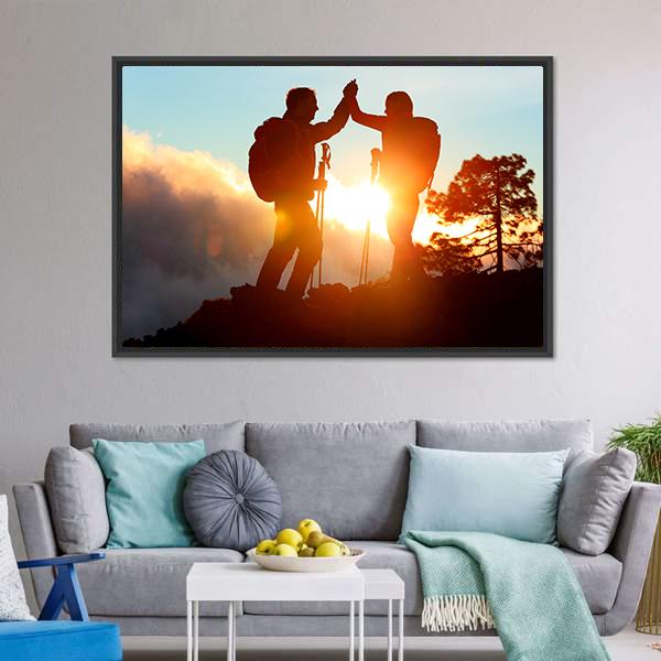 Hikers High Five Canvas Wall Art-5 Horizontal-Gallery Wrap-22&quot; x 12&quot;-Tiaracle