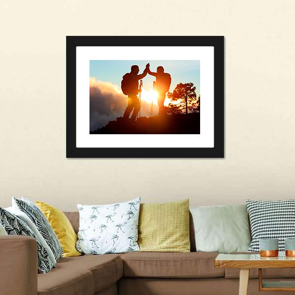Hikers High Five Canvas Wall Art-5 Horizontal-Gallery Wrap-22&quot; x 12&quot;-Tiaracle
