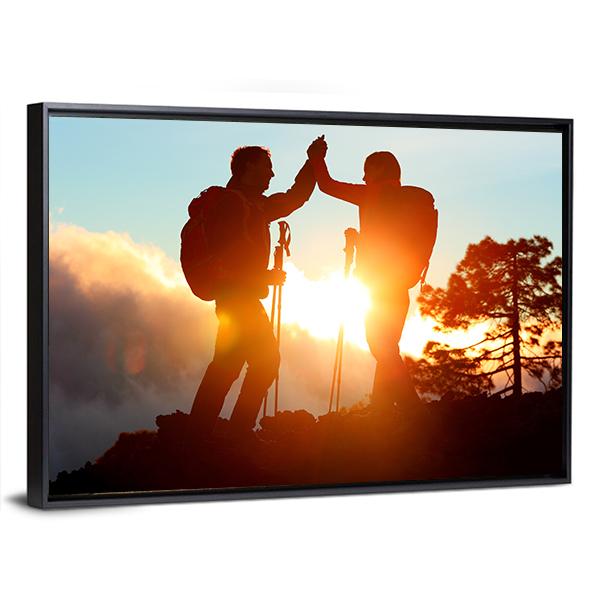 Hikers High Five Canvas Wall Art-5 Horizontal-Gallery Wrap-22&quot; x 12&quot;-Tiaracle